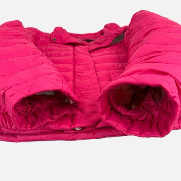 Lands' End Down Puffer Jacket Sz XS 2-4 Hot Pink Packable Cropped Pockets - Picture 7 of 12